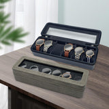 Maxbell Watch Box Fits All Wristwatches 6 Slot Jewelry Storage for Men and Women Blackish green