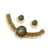 Maxbell Vintage Necklace Earring Set Gorgeous Trendy for Prom Anniversary Party Green