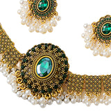 Maxbell Vintage Necklace Earring Set Gorgeous Trendy for Prom Anniversary Party Green