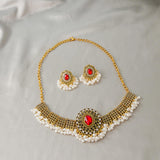 Maxbell Vintage Necklace Earring Set Gorgeous Trendy for Prom Anniversary Party Red