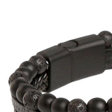 Maxbell Men Braided PU Leather Bracelet Beaded Multi Layer Wrap Sturdy Stylish Black