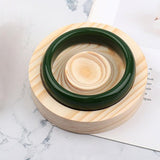 Maxbell Wooden Jewelry Display Tray Bracelet Stand for Trinket Dresser Brooches Round