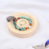 Maxbell Wooden Jewelry Display Tray Bracelet Stand for Trinket Dresser Brooches Round