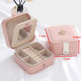 Maxbell Jewelry Organizer Box Waterproof Gift for Bracelets Ear Studs Watch Pink