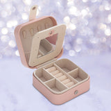 Maxbell Jewelry Organizer Box Waterproof Gift for Bracelets Ear Studs Watch Pink