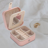 Maxbell Jewelry Organizer Box Waterproof Gift for Bracelets Ear Studs Watch Pink