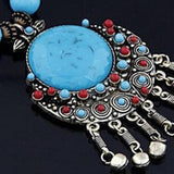 Maxbell Bohemian Necklace Charms Gifts Long Decor Vacation for Women Blue
