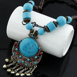 Maxbell Bohemian Necklace Charms Gifts Long Decor Vacation for Women Blue