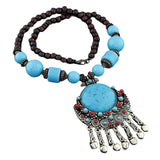 Maxbell Bohemian Necklace Charms Gifts Long Decor Vacation for Women Blue