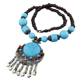 Maxbell Bohemian Necklace Charms Gifts Long Decor Vacation for Women Blue