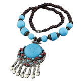 Maxbell Bohemian Necklace Charms Gifts Long Decor Vacation for Women Blue