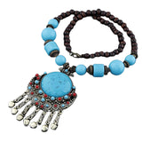 Maxbell Bohemian Necklace Charms Gifts Long Decor Vacation for Women Blue