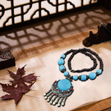 Maxbell Bohemian Necklace Charms Gifts Long Decor Vacation for Women Blue