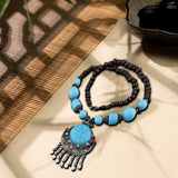 Maxbell Bohemian Necklace Charms Gifts Long Decor Vacation for Women Blue