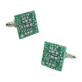 Maxbell 2Pcs Green Circuit Board Cufflinks Unique Design for Birthdays Weddings