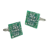 Maxbell 2Pcs Green Circuit Board Cufflinks Unique Design for Birthdays Weddings