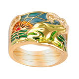 Maxbell Metal Epoxy Frog Ring Rhinestones Statement Trendy for Teens Women Men Girls
