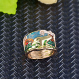 Maxbell Metal Epoxy Frog Ring Rhinestones Statement Trendy for Teens Women Men Girls