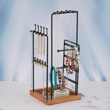 Maxbell Jewelry Display Holder Stand with Wooden Tray Jewelry Organizer for Tabletop