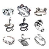 Maxbell 9x Punk Multi Shaped Open Rings Stacking Jewelry for Photography Women