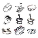 Maxbell 9x Punk Multi Shaped Open Rings Stacking Jewelry for Photography Women