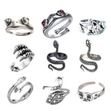 Maxbell 9x Punk Multi Shaped Open Rings Stacking Jewelry for Photography Women