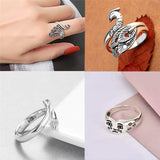 Maxbell 9x Punk Multi Shaped Open Rings Stacking Jewelry for Photography Women