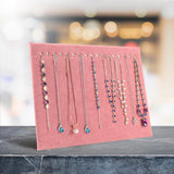 Maxbell 17 Hooks Necklace Display Stand Display Boards for Bracelets Anklets Selling Pink Velvet