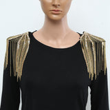 Maxbell Tassel Link Chain Epaulet Stylish Uniform Decor for Proms Party Banquets Aureate