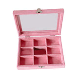 Maxbell Pink Transparent Lid Velvet Jewelry Tray Rings Earrings Storage Box 9 Grids