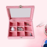 Maxbell Pink Transparent Lid Velvet Jewelry Tray Rings Earrings Storage Box 9 Grids