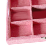 Maxbell Pink Transparent Lid Velvet Jewelry Tray Rings Earrings Storage Box 9 Grids