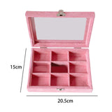 Maxbell Pink Transparent Lid Velvet Jewelry Tray Rings Earrings Storage Box 9 Grids