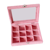 Maxbell Pink Transparent Lid Velvet Jewelry Tray Rings Earrings Storage Box 12 Grids