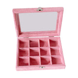 Maxbell Pink Transparent Lid Velvet Jewelry Tray Rings Earrings Storage Box 12 Grids