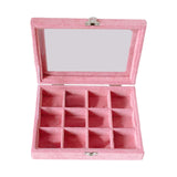 Maxbell Pink Transparent Lid Velvet Jewelry Tray Rings Earrings Storage Box 12 Grids