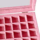 Maxbell Pink Transparent Lid Velvet Jewelry Tray Rings Earrings Storage Box 24 Grids