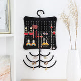 Maxbell Jewelry Wall Storage Necklace Earring Holder with Hanging Hooks Black