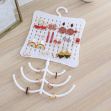 Maxbell Jewelry Wall Storage Necklace Earring Holder with Hanging Hooks White