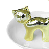 Maxbell Cat Ring Holder Sculpture Organizer Collectible for Office Home Ornament Golden
