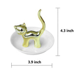 Maxbell Cat Ring Holder Sculpture Organizer Collectible for Office Home Ornament Golden