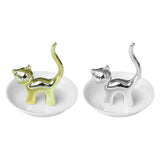 Maxbell Cat Ring Holder Sculpture Organizer Collectible for Office Home Ornament Golden