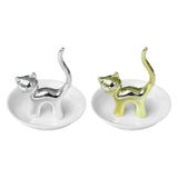 Maxbell Cat Ring Holder Sculpture Organizer Collectible for Office Home Ornament Golden