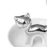 Maxbell Cat Ring Holder Sculpture Organizer Collectible for Office Home Ornament Silver