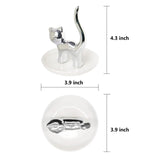 Maxbell Cat Ring Holder Sculpture Organizer Collectible for Office Home Ornament Silver