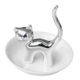 Maxbell Cat Ring Holder Sculpture Organizer Collectible for Office Home Ornament Silver