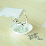 Maxbell Cat Ring Holder Sculpture Organizer Collectible for Office Home Ornament Silver