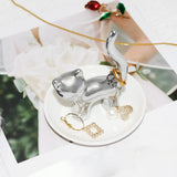 Maxbell Cat Ring Holder Sculpture Organizer Collectible for Office Home Ornament Silver