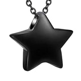 Maxbell Small Star Urn Necklace Memorial Pendant Urn Holder for Pet Perfume Husband Black