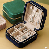 Maxbell Jewelry Box Organizer Gift Small Double Layer for Rings Bracelets Girls Blue